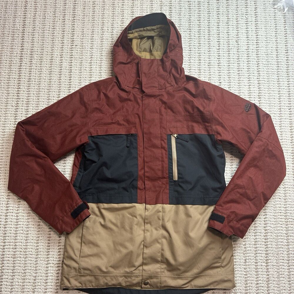686 Smarty Form 3 in 1 Jacket Large Red Tan Colorblock Snowboarding Ski Coat